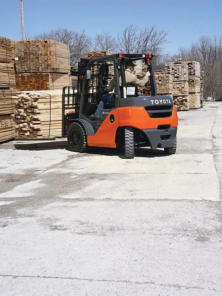 Chemical and plastic industrial facility with forklift